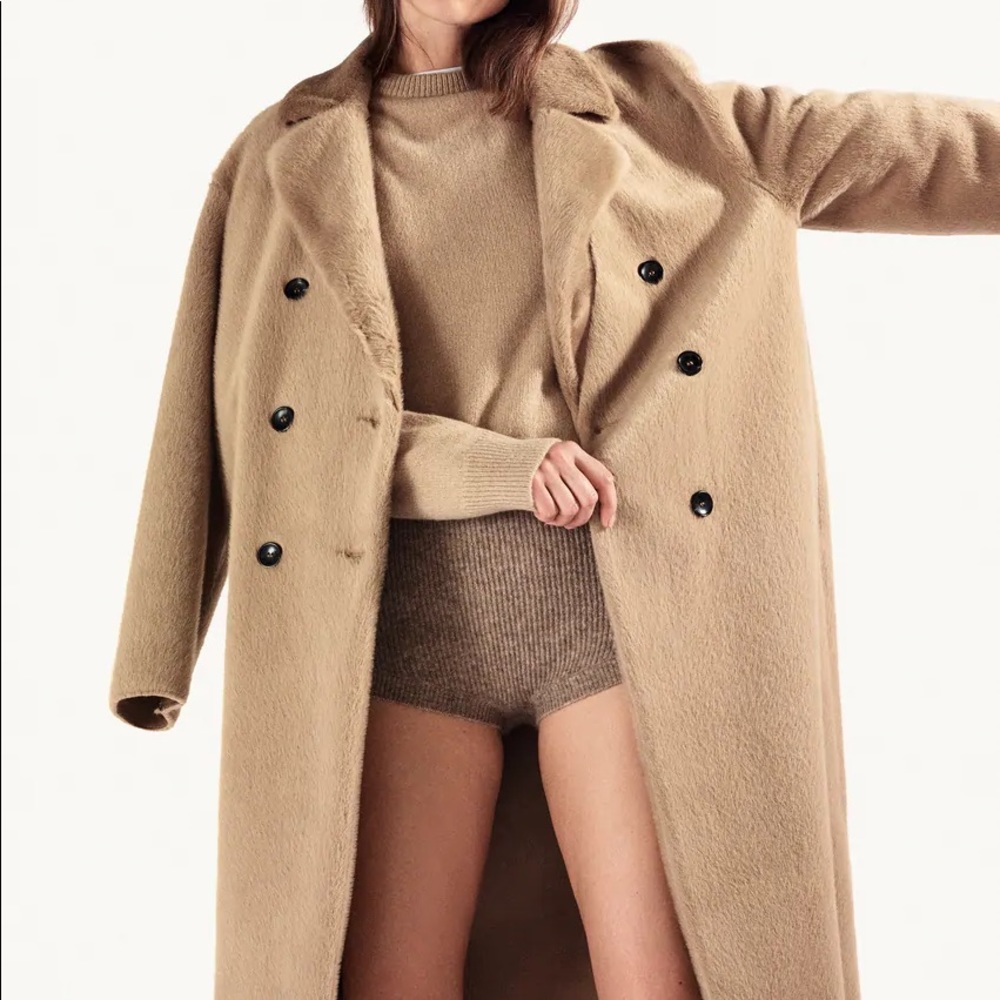 Zara Faux Fur Double Breasted Coat - Picture 9 of 13